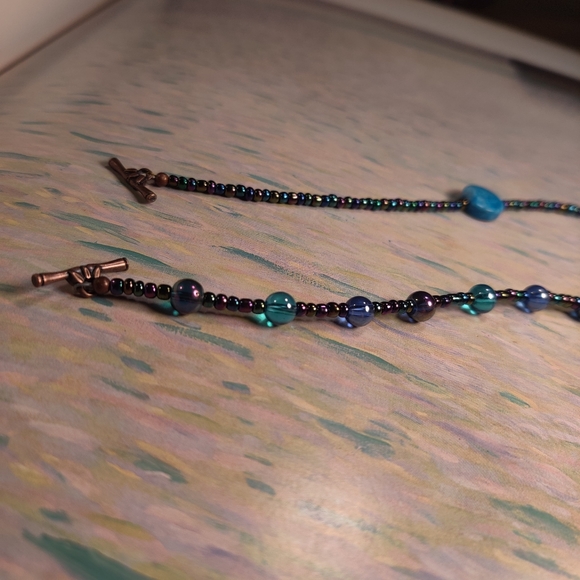 Blue Agate & Glass Beads Handmade Bracelet - Picture 9 of 13